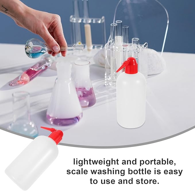 2 pcs Graduated Wash Bottle with Scale Narrow Mouth Pointed Plastic Rinse Bottle for Laboratory Use Lightweight Portable Cleaning Apparatus