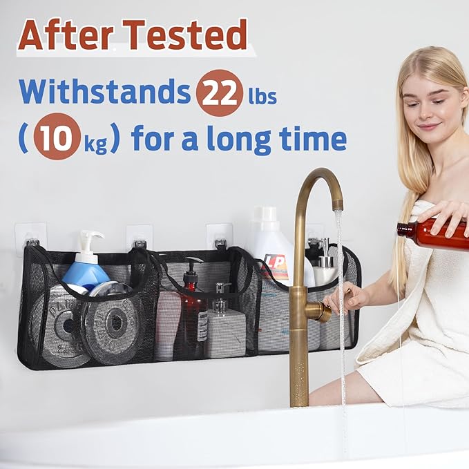 Goowin Bath Toy Storage, Bath Toy Holder, 3 Compartment Large Openings Bath Toy Organizer, Large Capacity Bath Tub Toy Holder, Kids Bathtub Toy Storage For Accessing & Sorting Toys (Black, Regular)