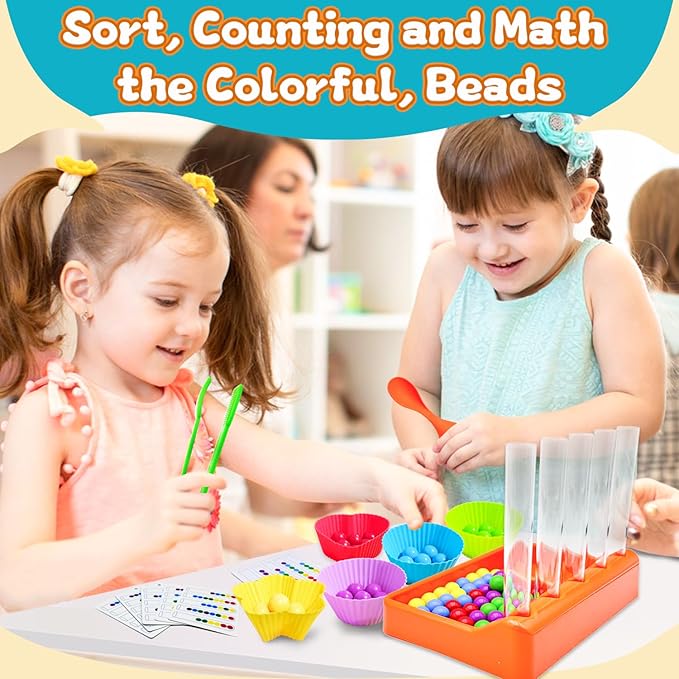 Counting and Color Sorting Toys Set, Fine Motor Skills, Preschool Learning Toys Color Recognition and Math Learning Games, Educational Toy Gift for Kids Age 3 4 5 6Year Old Boys Girls