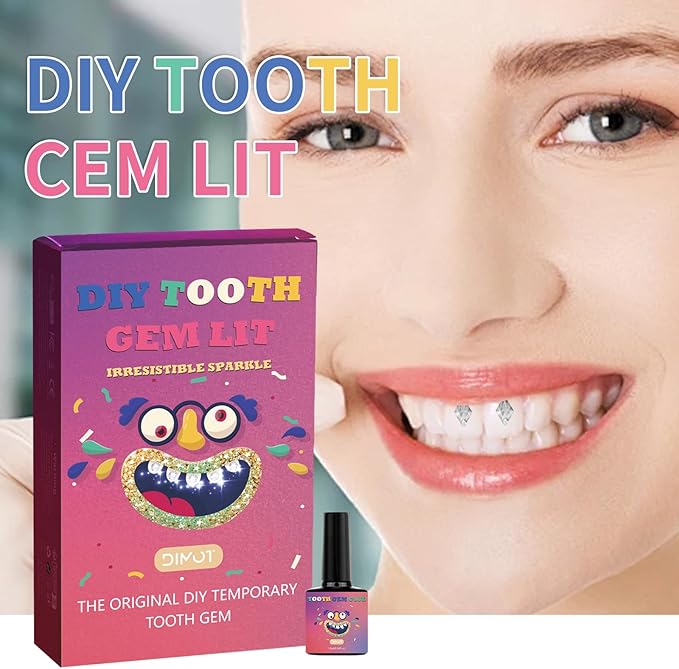 Zgxhga Tooth Gems Kit with Shiny Crystals for Teeth, DIY Teeth Gems Kit Fashionable Decoration Starter Set