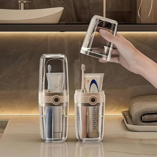 Toothbrush Travel Case Portable Clear Toothbrush Holders with Cover Leakproof Toothbrush & Toothpaste Holder for Traveling School Camping Business Trip Bathroom