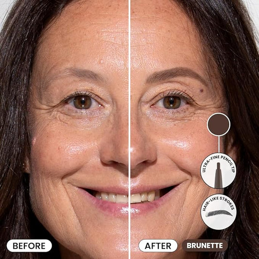 Prime Prometics PrimeBrow Pencil for Mature Women – Ultra-Precise Tip for Natural, Hair-Like Strokes – Smudge-Proof & Long-Lasting Wear – Great for Thinning, Sparse, or Graying Brows (Brunette)