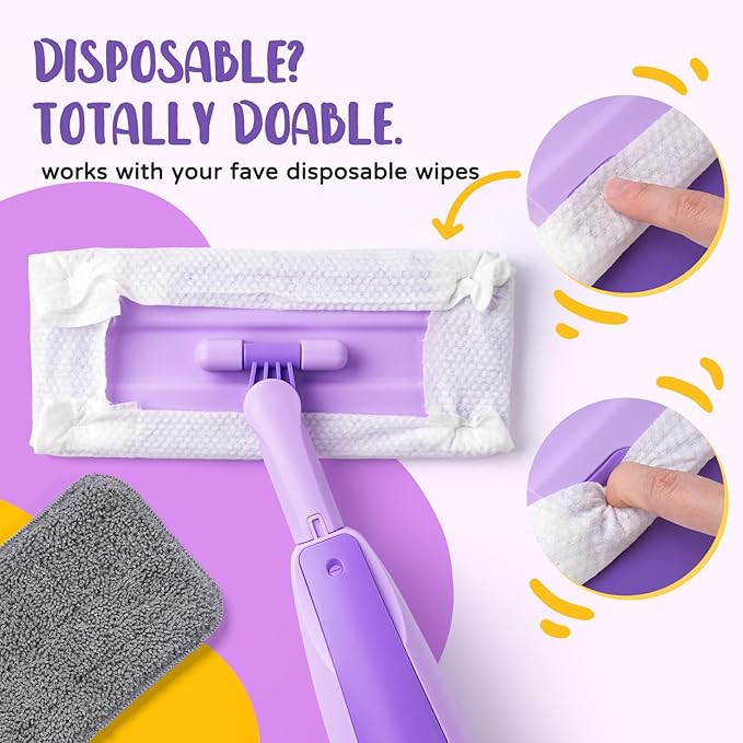 Purple Mini Spray Mop for Toddler-Montessori Cleaning Toy That Real Spray Water,Pretend Playhouse Essentials for Girls Ages 3-8,Toddler Educational Housekeeping Set