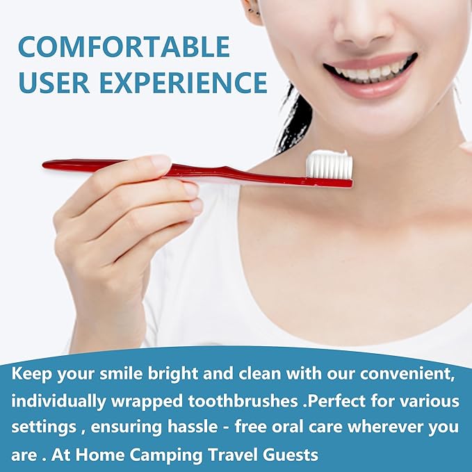 20 PCS Disposable Toothbrushes, Bulk Individually Wrapped Toothbrushes, Travel Toothbrush Pack, Ultra Soft Bristles & Non-Slip Handle, Perfect for Home, Travel, Hotel, Donation (20 Pieces)
