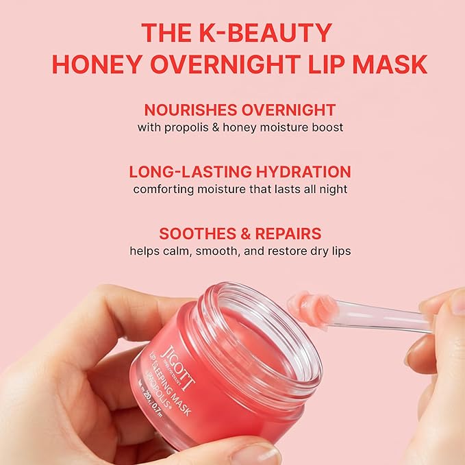 Jigott Korean Skincare Propolis Honey Lip Sleeping Mask – Nourishing Overnight Lip Treatment for Dry & Chapped Lips, K-Beauty Hydrating Lip Balm with Propolis Extract, Repairs & Softens Lips (20g)
