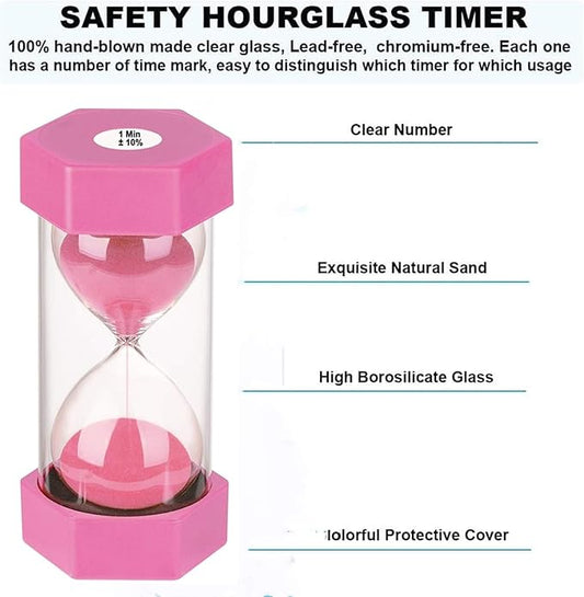Sand Timer 1 Minute Hourglass SuLiao: Unbreakable Pink Sand Watch 1 Minuto, Small Sand Clock One Minute, Plastic Hour Glass Timer for Kids, Games, Classroom, Kitchen, Decor