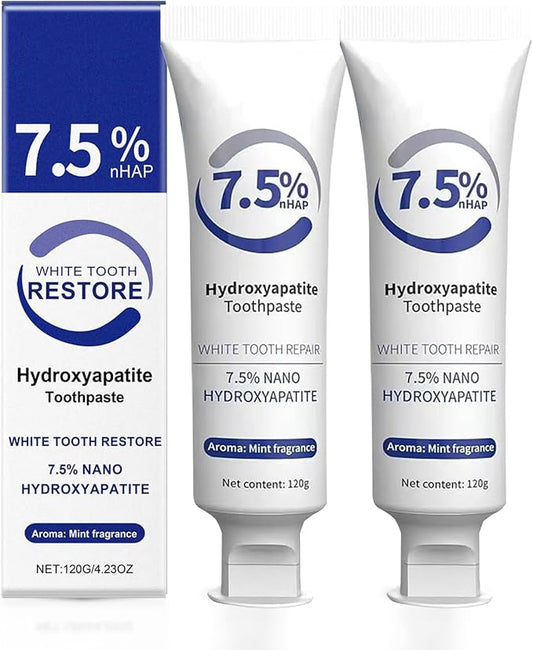 2 PCS 7.5% Hydroxyapatite Toothpaste for Enamel Repair & Sensitivity Relief, Nano Hydroxyapatite Toothpaste - Fluoride-Free Formula, Gentle and Effective Formula, Fresh Breath (2 x 120g)