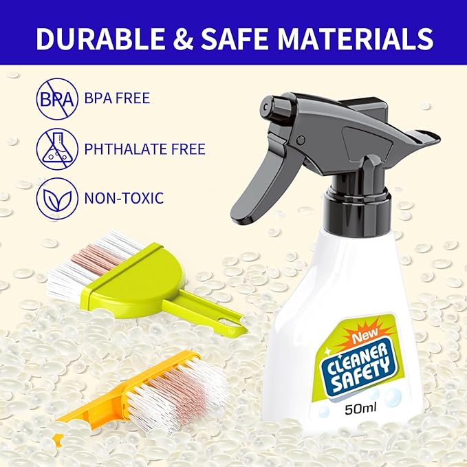 Kids Cleaning Toy Set, Toddler Cleaning Set, Pretend Play Cleaning Toys with Handheld Vacuum That Really Works,Cleaning Supplies,Cleaning Cart for Kids Toddler Christmas Birthday Gift(Blue)