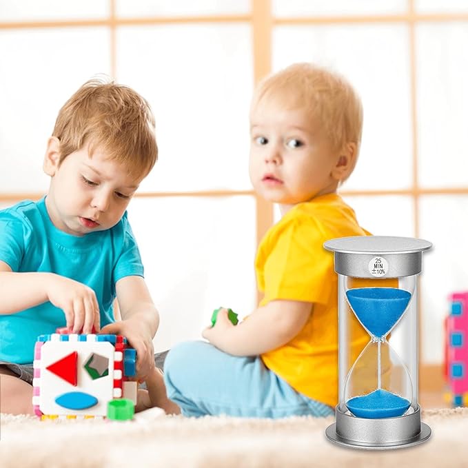SuLiao Hourglass Sand Timer 25 Minutes：Silver Plastic Sand Clock 25 Min,Acrylic Unbreakable Sand Watch,Colorful Hour Glass for Kids, Games, Classroom, Kitchen, Decorative