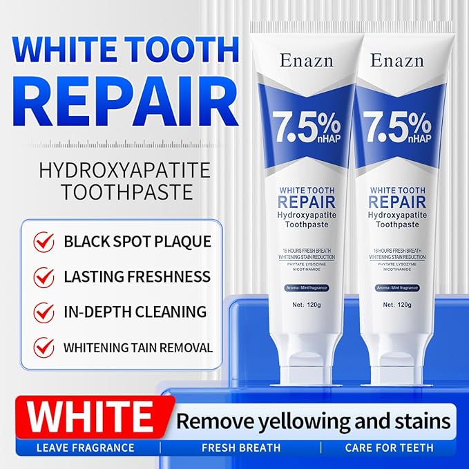 7.5% Nano Hydroxyapatite Toothpastes for Enamel Protection and Tooth Strengthening, Fluoride-Free Cooling Mint, Promotes Fresh Breath, Daily Use for Oral Health Mild Mint, 4.23 Oz, （2 Pack）