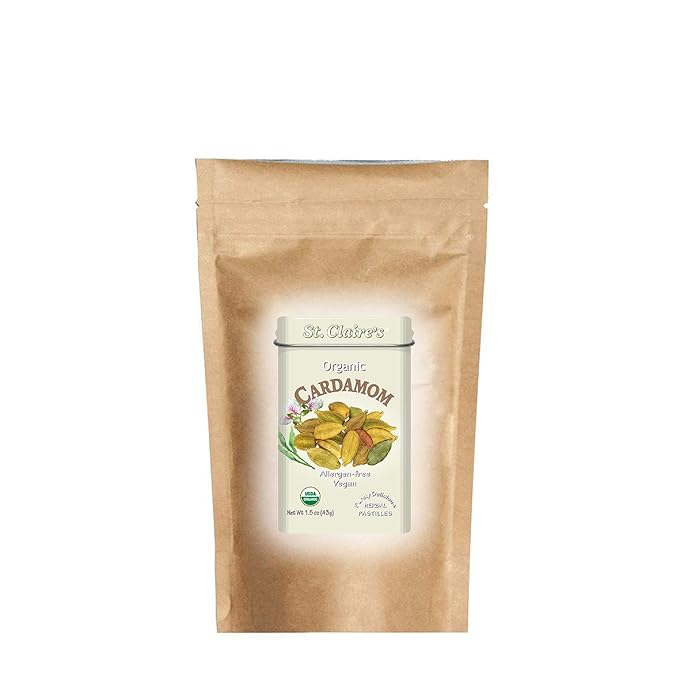 St. Claire's Organic Herbal Pastilles, (Cardamom, 8 Ounce Refill Bag,) | Gluten-Free, Vegan, GMO-Free, Plant-based, Allergen-Free | Made in our Allergen-Free facility