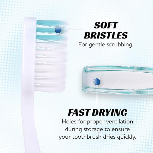 Lingito Mini Toothbrush with Cover, Folding Travel Size, Adults Kit (7 Pack Soft)