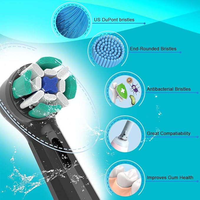 Replacement Heads Compatible with Oral B iO Electric Toothbrush, Soft Toothbrush Heads Fit for Oral-B iO 2/3/4/5/6/7/8/9/10 Series with Covers, Black 8pcs