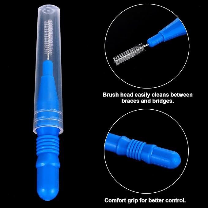 BBTO 100 Pcs Braces Dental Brush Flosser for Cleaner Interdental Brush Toothpick Tooth Flossing Head Oral Dental Toothpick Cleaners Cleaning Tool(Red, Blue, Green, Light Blue)