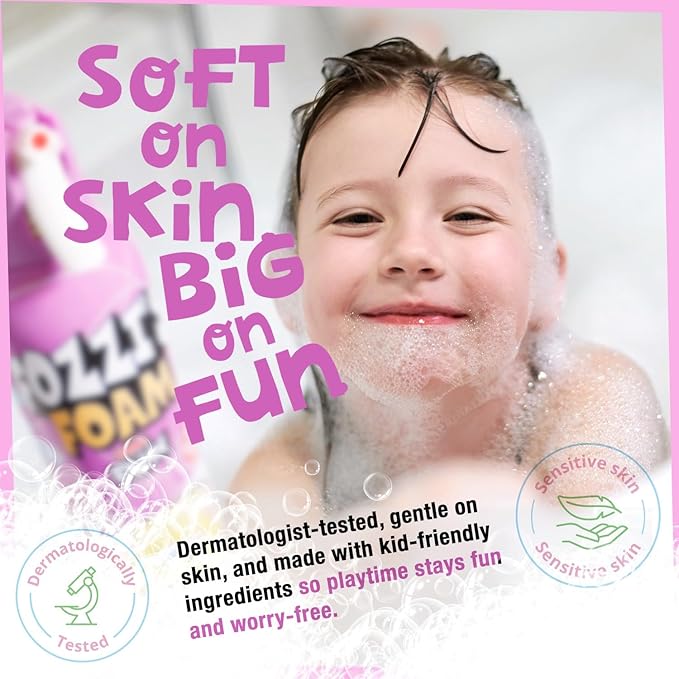 FOZZI’S Groovy Green Bath Foam Soap for Kids (3 Pack) - Fun Aerosol Spray - Squishy Bubble Soap for Playtime - Gentle Cleanser Foaming Body Wash - Safe Bath Fun for Everyday Wash