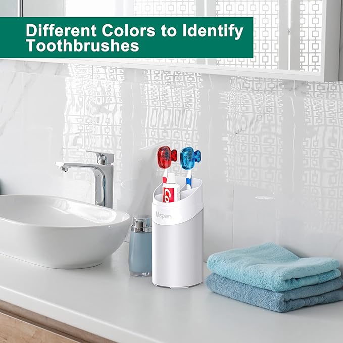 Mspan Toothbrush Head Cover Cap: Tooth Brush Protector Cute Plastic Clip Pod Compatible with Standard & Electric Toothbrush - Travel Case for Traveling & Home - 4 Packs