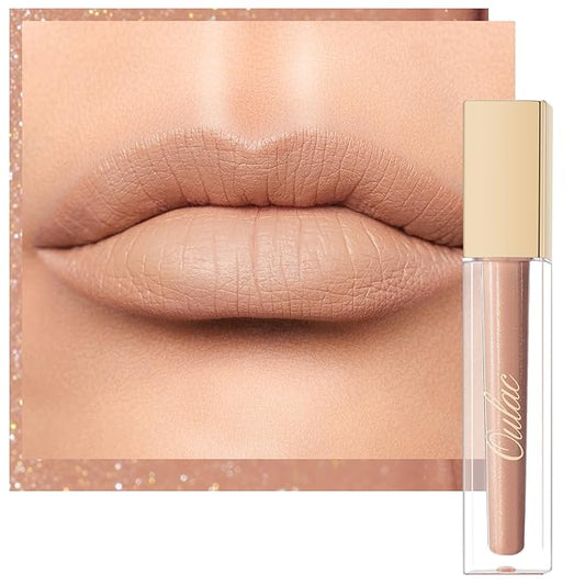Oulac Matte Liquid Nude Lipstick for Women, Beige Brown High Impact Lip Color, Long Lasting Lipsticks, Waterproof, Creamy Formula Lip Stick with Vitamin E, Vegan & Cruelty-Free, 4.5ml (MS01)