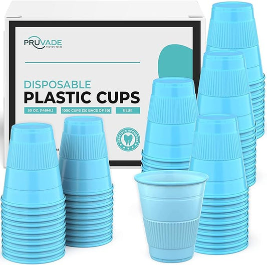 Disposable Cups | 500 Pack | Blue 5 oz Plastic Bathroom Cups, Perfect for Medicine, Water, Rinsing, Mouthwash, Parties