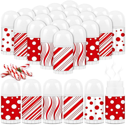50 Pcs Christmas Lip Balm Bulk Mini Candy Cane Peppermint Flavor Lip Balms Bulk Christmas Stocking Stuffers Xmas Party Gifts Small Thank You Employee Appreciation Gifts for Women Men (Mixed Candy)