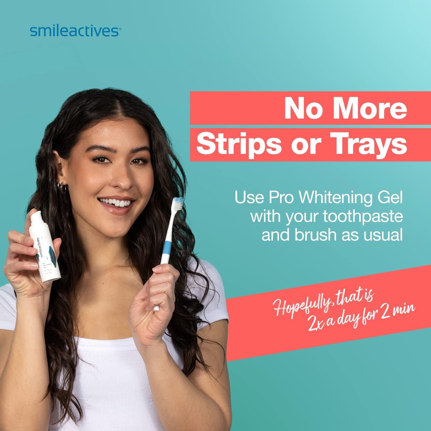 Smileactives Teeth Whitening Kit, Complete at Home Teeth Whitening Treatment, Travel Size Tooth Whitening, Stain Remover for White Teeth, Contains Clinical-Grade Hydrogen Peroxide, 60 Day Kit