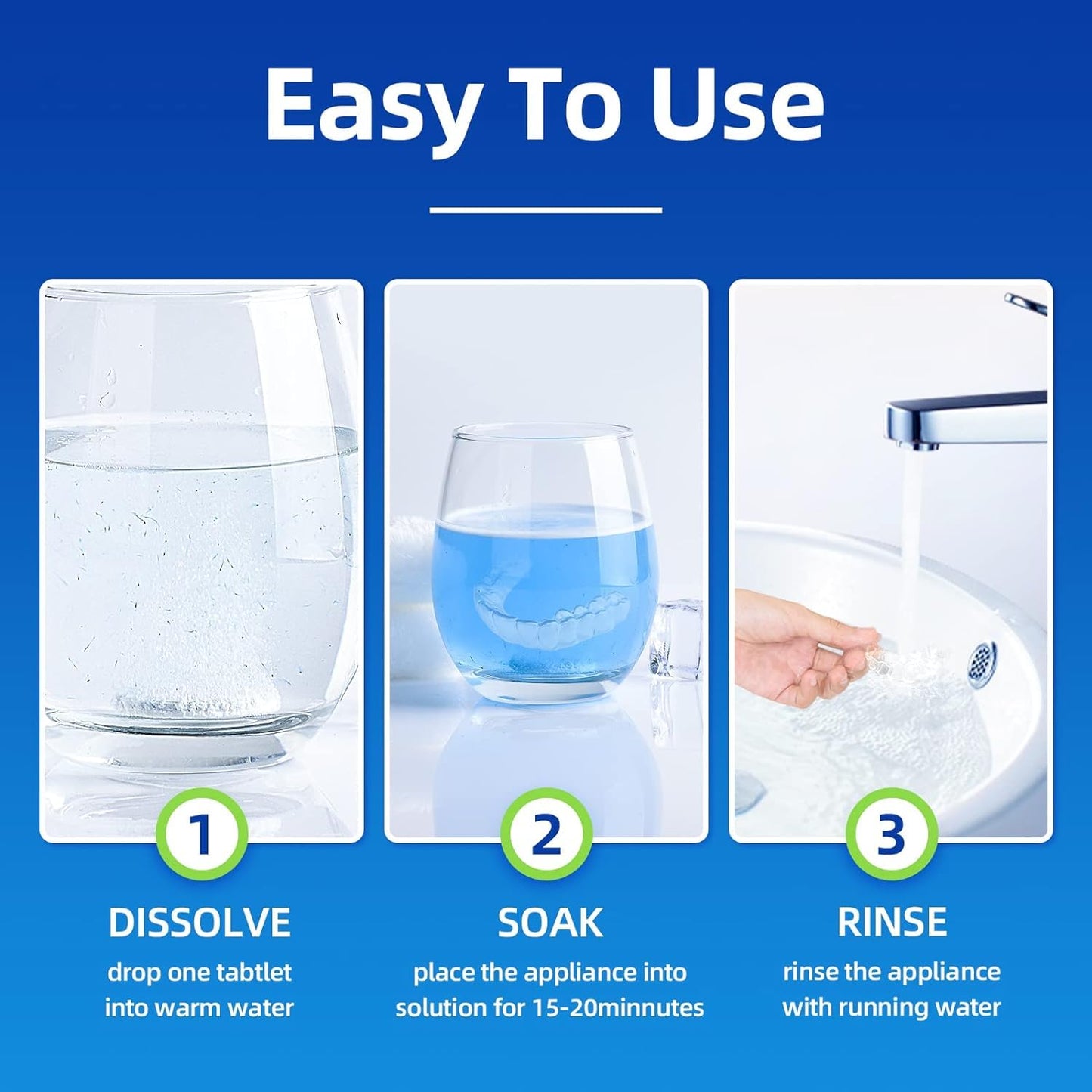 Retainer Cleaner Tablets for Dental Appliances and Night & Mouth Guard, Denture Cleaning Tablets Solution to Offer Confident Smile.(150 Tablets,Mint Flavor)