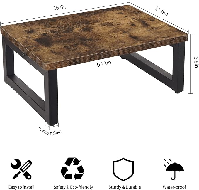 Snughome Wooden Step Stools for Kids, Solid Portable Wooden Bedside Step Stool Adults Hold Up to 350 lb, One Step Foot Stool for Kitchen, Bedroom, Living Room, Bathroom - Self-Assembly(Rustic Brown)