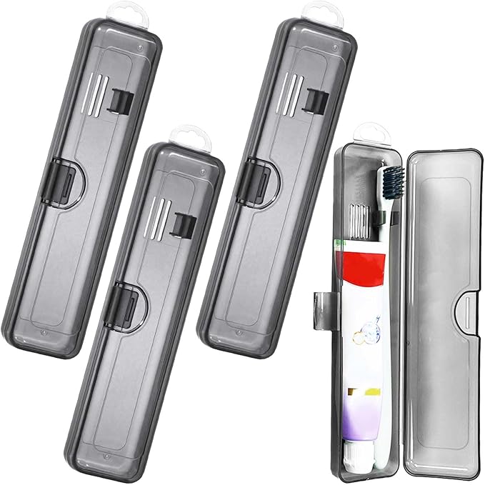 DAUNZMR 4 Pack Toothbrush Case for Traveling, Plastic Portable Tooth Brush Cases Travel 7.87" X 1.85" X 1.18"