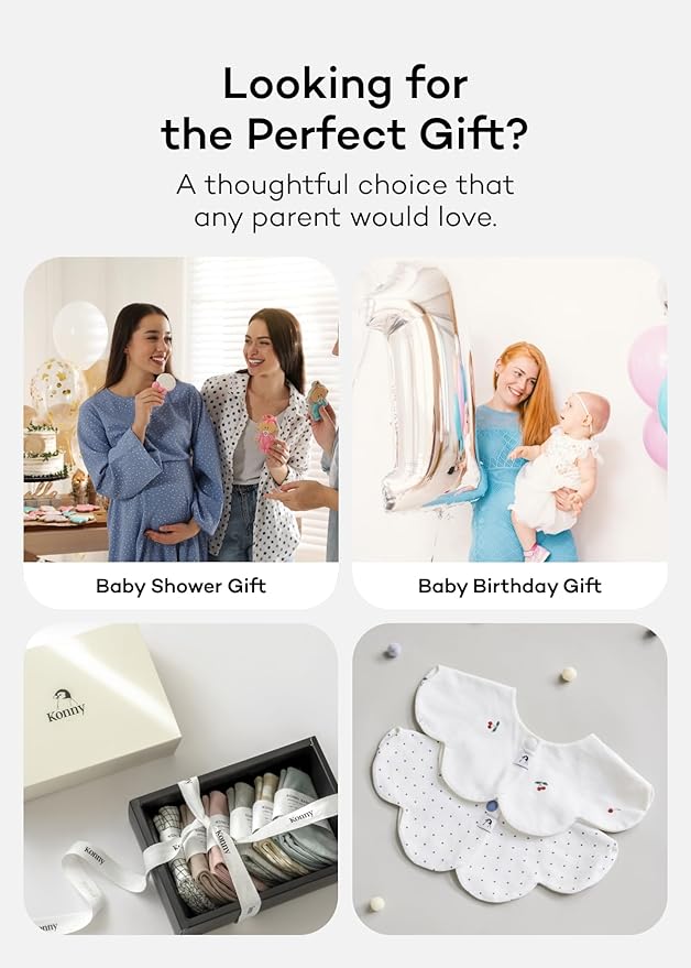 Konny Baby Bibs Set, 360 ° Rotate, Soft and Absorbent Bandana Drooling for Boys Girls baby Essentials