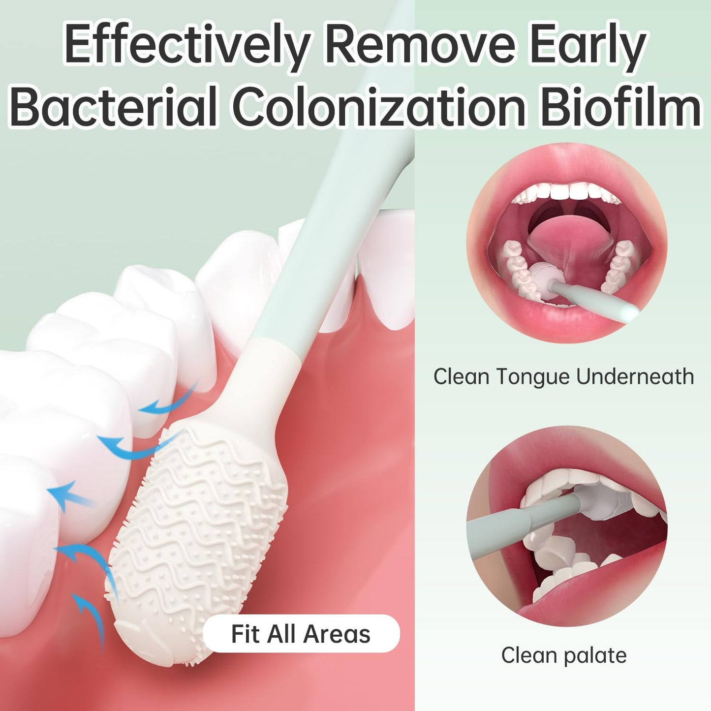 Effective Tongue Scraper and Oral Mucosal Cleaner Kit for Adults - Ergonomic Tongue Cleaner Promotes Fresher Breath, Mild Solution Oral Mucosal Cleaner package, Personal Care Essential (Blue)