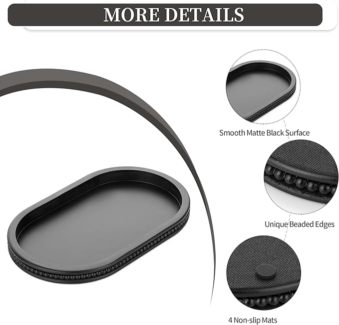 Hanobe Decorative Trays for Coffee Table : Black Oval Centerpiece Tray Wood for Farmhouse Entry Table Decor Round Bathroom Tray for Living Room Kitchen Counter