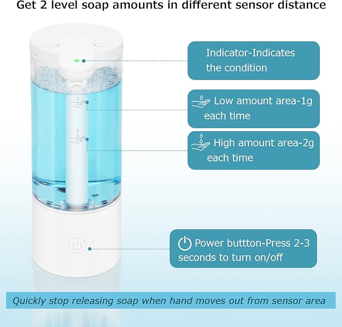 LAOPAO Automatic Liquid Soap Dispenser, Touchless Hand Sanitizer Dispenser,USB C Rechargeable Hand Soap Dispenser with Adjustable Soap Volume, 500ml Coutertop Soap Pump for Kitchen Bathroom Xmas Gift