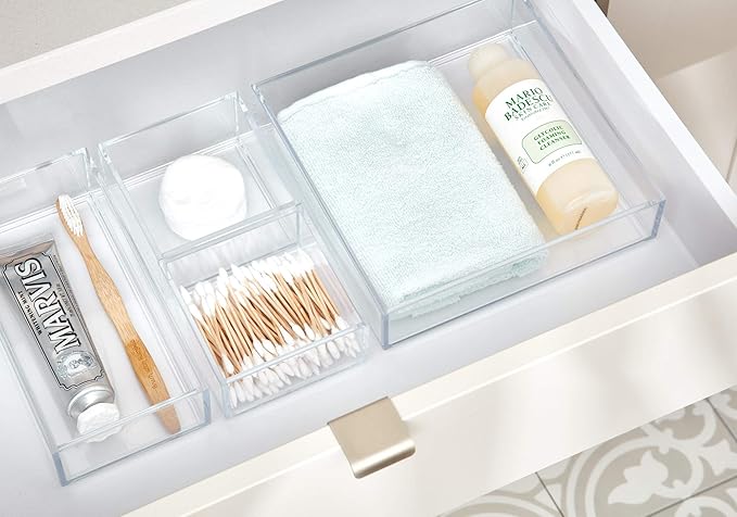 iDesign Decorative Countertop Vanity Tray Organizer for Bathroom, Bedroom, Closet, Entryway The Clarity Collection –, Extra Small, Clear