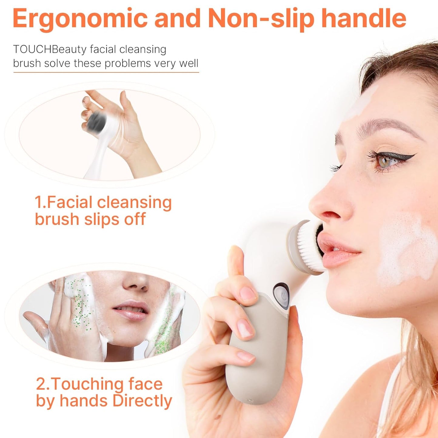 Face Scrubber with 3 Brush Heads & 2 Speeds - Deep Cleaning, Exfoliating, and Massaging for All Skin Types - Facial Cleansing Brush Includes Silicone Head, Travel Case & Free-Plastic Packaging