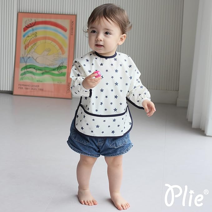 Long Sleeve Waterproof Bib for Toddlers – Soft Feeding Smock for Baby Mealtime, Self-Feeding,BPA-Free, Easy Clean