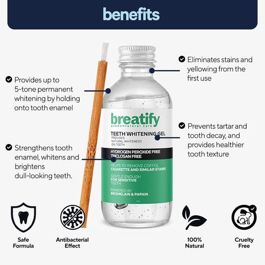 Teeth Whitening Gel, Natural Whiteness, Effective, Painless, No Sensitivity, Easy to Use, Removes Stains and Yellowing on The Teeth, 0.67 Fl Oz