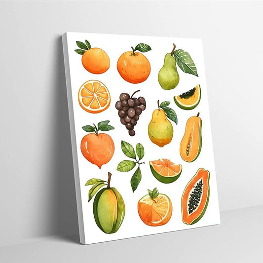 SchindlerBang Fruit Themed Kitchen Art,Colorful Watercolor Canvas,Contemporary Wall Decor,Modern Home Display,12x16inch Framed Print Ready to Hang