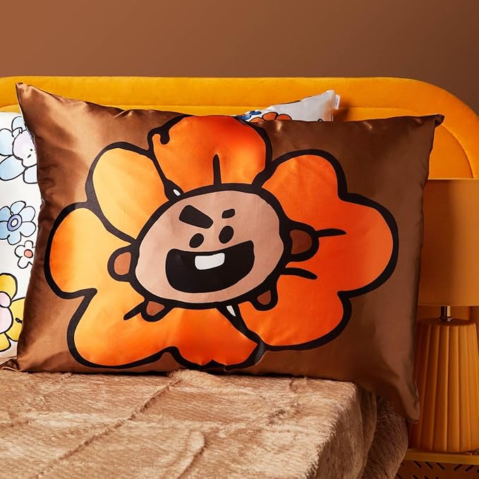 Kitsch x BT21 (Shooky) Satin Pillowcase with Zipper for Hair & Skin - Softer Than Silk Pillow Cases, Smooth Cooling Pillow Cover, Wrinkle-Free, Machine Washable, Queen/Standard (19x26)