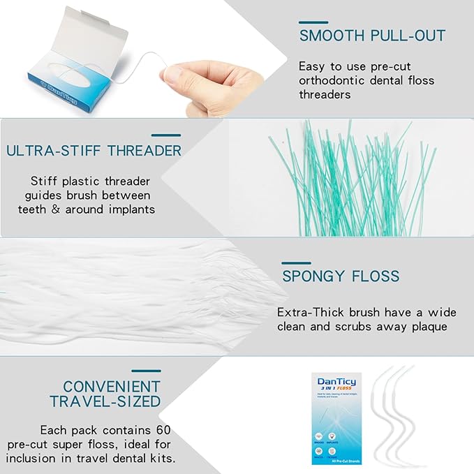 Super Floss Dental Floss for Braces, Pre-Cut Strands (1 Pack (70 Pcs))