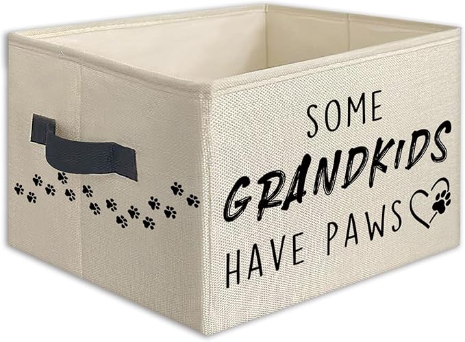 Dog Grandma Gifts Foldable Storage Bins Box with Handles, Dog Owner Lovers Gifts, Some Grandkids Have Paws Collapsible Toys Books Clothes Organizer Basket for Bedroom Bathroom