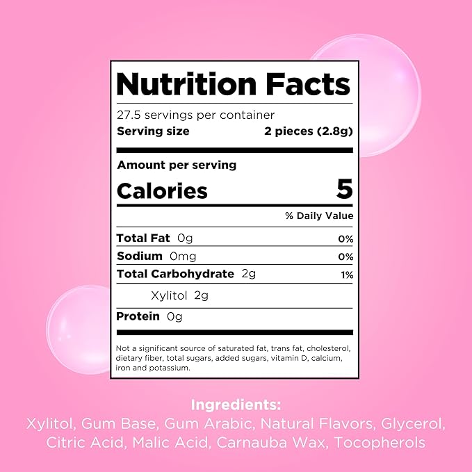 PUR Gum | Aspartame Free Chewing Gum | 100% Xylitol | Natural Bubblegum Flavored Gum, 55 Pieces (Pack of 12)