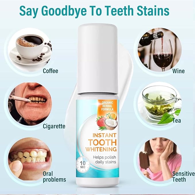 Tooth Paint, Instant Teeth Whitening Paint, Safe & Gentle White Paint for Teeth, Long-Lasting, Portable & Simple, Get Confident Smile