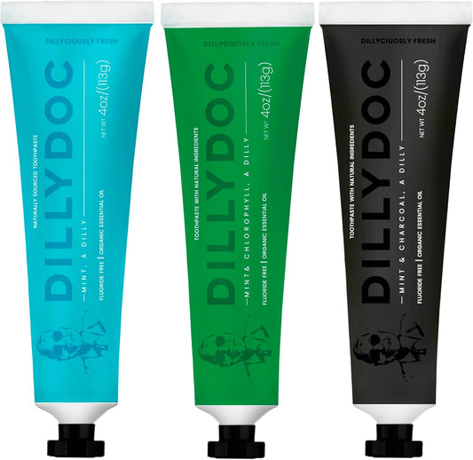 Fluoride-Free Mint Toothpaste for Fresh Breath, Gentle on Teeth, Natural Ingredients, Eco-Friendly Bioplastic Tube, Sustainable Oral Care for Adults and Kids (3 Pack, Mix)