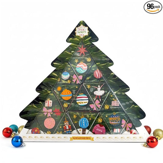 Life Plus Style Gourmet TeaKraft Happy Holidays Tea Gift Set 16 Assorted Premium Flavors 96 Tea Bags Holiday Tea Sampler Gift Box Christmas Collection Tea Sets for Women and Tea Lovers