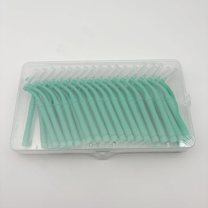 50 Pcs Interproximal Brush, Gum Interdental Brushes, L Angle Reusable Dental Cleaners Brushes,Disposable Oral Dental Hygiene Brush,Dental Toothpick Floss for Braces,Tooth Cleaning Tool (Green)