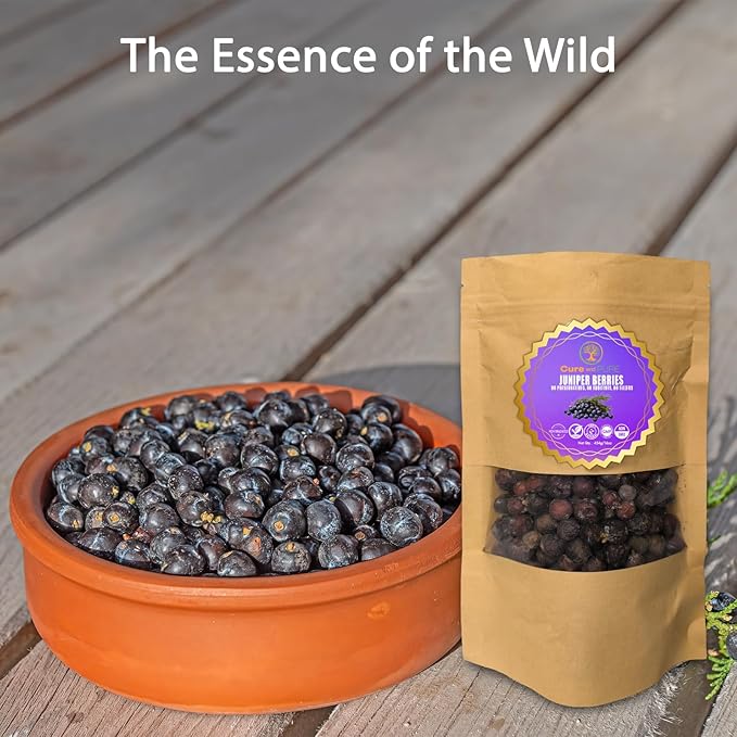 Cure wid Pure Dried Juniper Berries 4oz | Wild Harvested, Non-GMO Additives & Preservative-Free Organic Juniper Berries Whole in Eco-Friendly Resealable Bag |Elevate Meats, Soups, Teas & More