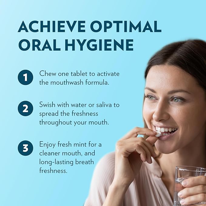 ECOFAM Peppermint Mouthwash Tablets - Chewable Tablet for Fresh Breath Fluoride Free Alcohol Free Travel Size Mouthwash - 90 Tablets