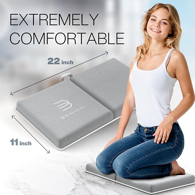 Benicci Comfortable Bath Kneeler and Elbow Kneeling Rest Pad for Baby Bathing Parents - Painless Foam Mat with Toy Organizer Pockets - Quick Drying, Foldable, Non-Slip for Baby and Toddler Bathing