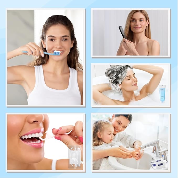 50 Kits Basic Toiletry Kits Homeless Personal Hygiene Kit Bulk Homeless Care Package Supplies Travel Toiletry Kit Homeless Hygiene Kit Bulk for Men Women Disposable Toiletry Kit(10-IN-1)