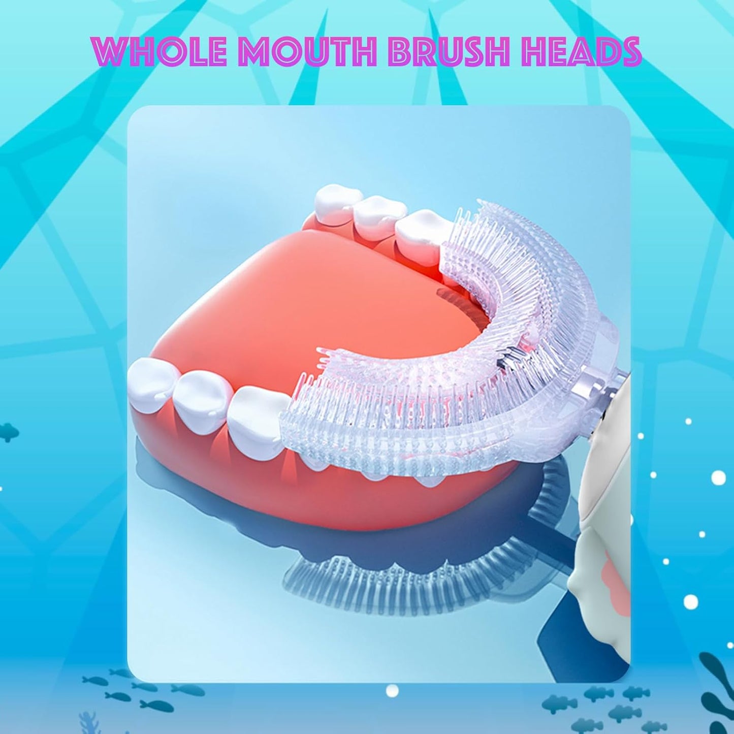 6 Pcs U Shaped Toothbrush Kids Replacement Head Set, Including 4 U Shaped Brush Heads 2 Bristle Brush Heads and 1 Storage Box (Age 2-7)