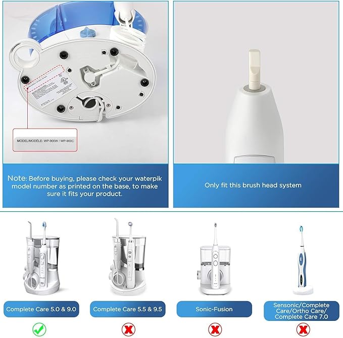 Toothbrush Replacement Heads for Waterpik Complete Care 5.0/9.0 (CC-01/WP-861), STRB-4WW, (4-Pack, White)